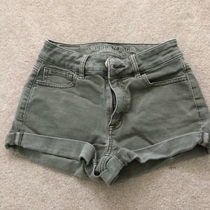 Muted green American eagle jean shorts
